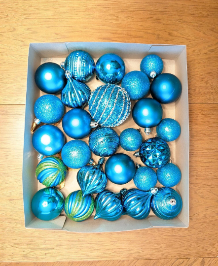 Vintage Shatterproof Turquoise Christmas Ornaments