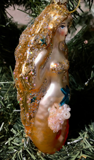 Mermaid Glass Christmas Ornament