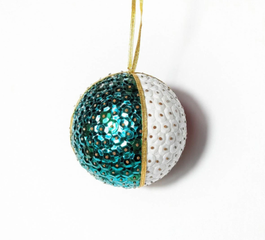 Vintage Beaded Pushpin Christmas Ornament