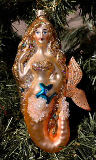 Mermaid Glass Christmas Ornament