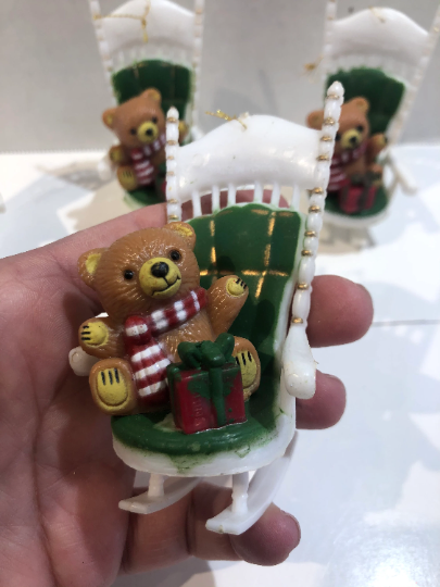 Vintage Teddy Bear in a Rocking Chair Christmas Ornament