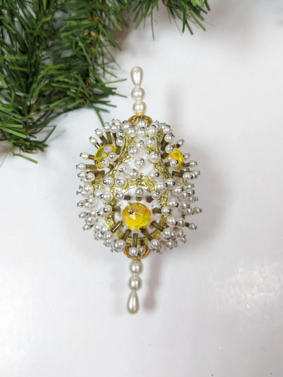 Vintage Beaded Pushpin Christmas Ornament