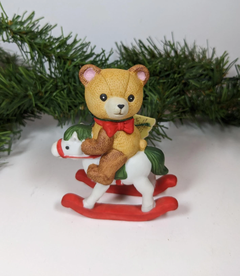 Wallace Berrie Party Bears Rocking Horse Figurine