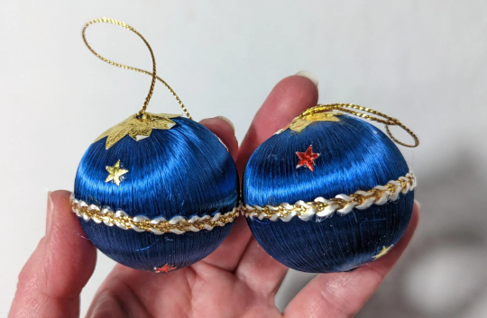 Vintage Blue Small Handmade Christmas Ornaments