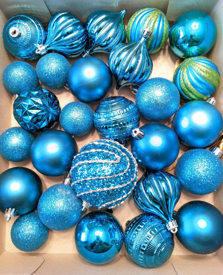 Vintage Shatterproof Turquoise Christmas Ornaments