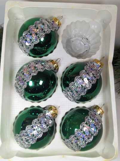 Vintage Green Christmas Ornaments