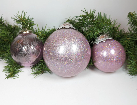 Pink Sparkle Christmas Ornaments