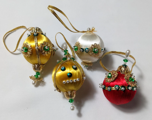 Vintage Small Beaded Pushpin Christmas Ornaments