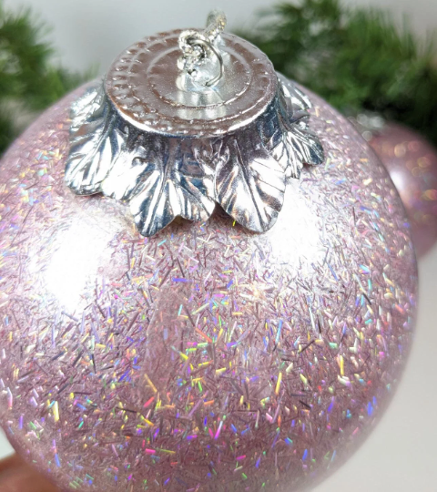 Pink Sparkle Christmas Ornaments