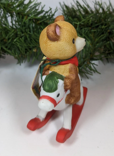 Wallace Berrie Party Bears Rocking Horse Figurine