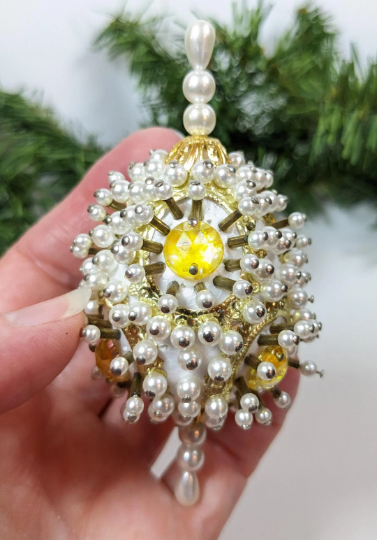 Vintage Beaded Pushpin Christmas Ornament