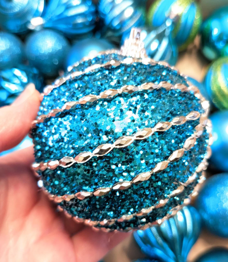 Vintage Shatterproof Turquoise Christmas Ornaments