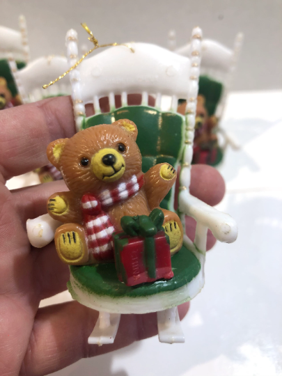 Vintage Teddy Bear in a Rocking Chair Christmas Ornament