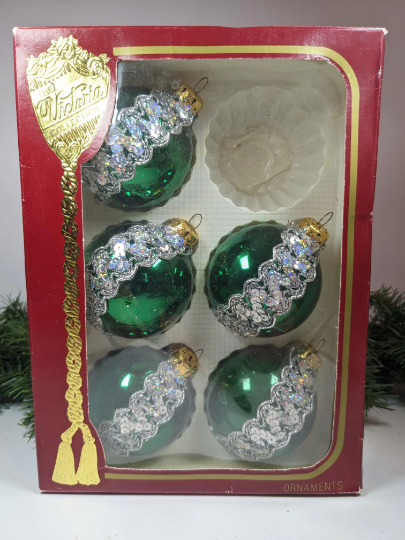 Vintage Green Christmas Ornaments