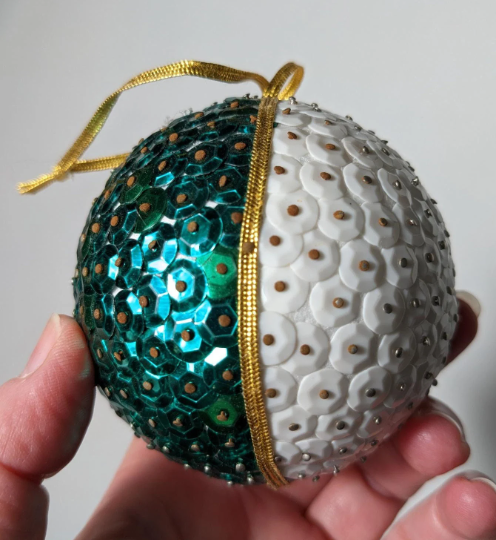 Vintage Beaded Pushpin Christmas Ornament