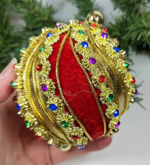 Vintage Handmade Beaded Pushpin Christmas Ornament