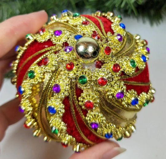 Vintage Handmade Beaded Pushpin Christmas Ornament