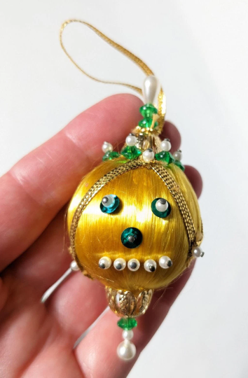 Vintage Small Beaded Pushpin Christmas Ornaments