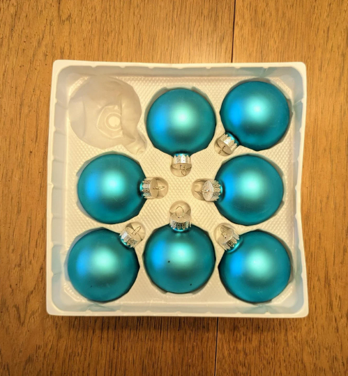 Vintage Turquoise Glass Christmas Ornaments