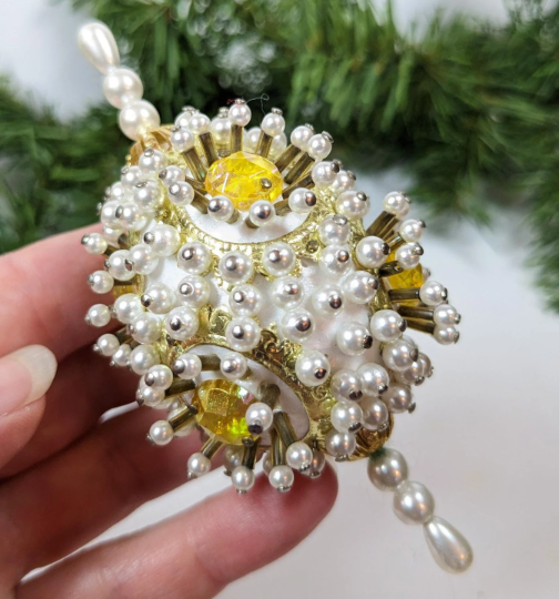 Vintage Beaded Pushpin Christmas Ornament