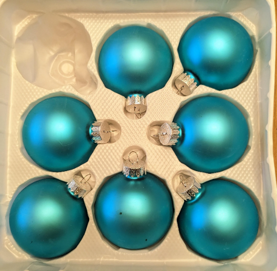 Vintage Turquoise Glass Christmas Ornaments