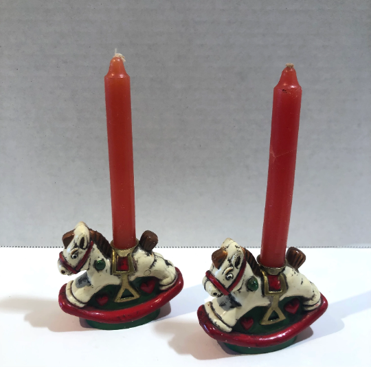 Vintage Rocking Horse Christmas Candle Holders