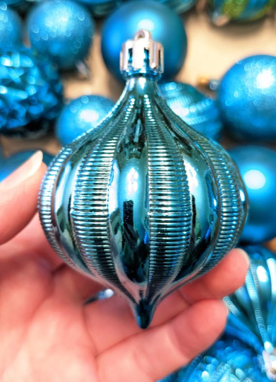 Vintage Shatterproof Turquoise Christmas Ornaments