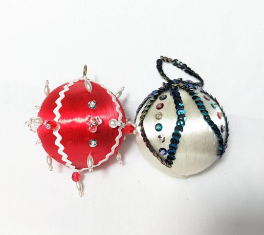 Vintage Beaded Pushpin Christmas Ornaments