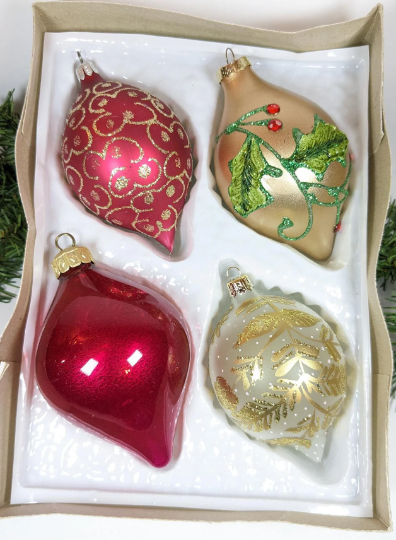 Vintage Teardrop Christmas Ornaments