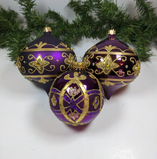 Purple and Gold Christmas Ornaments