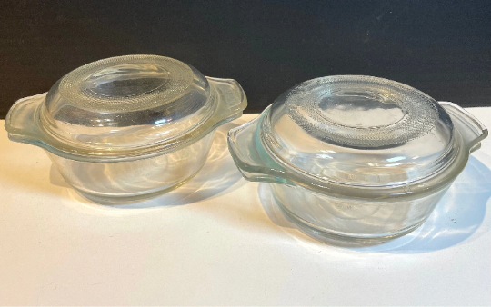 Vintage Anchor Hocking Clear Glass Round Casserole Baking Dishes