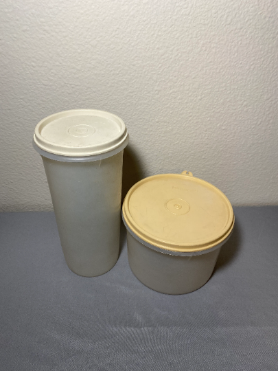 Vintage Tupperware Tall Slim and Short Wide Containers with Lids