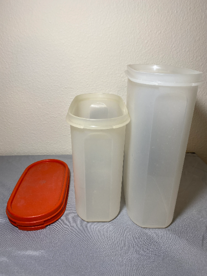 Vintage Tupperware Modular Mates Oval Containers with Red Lids