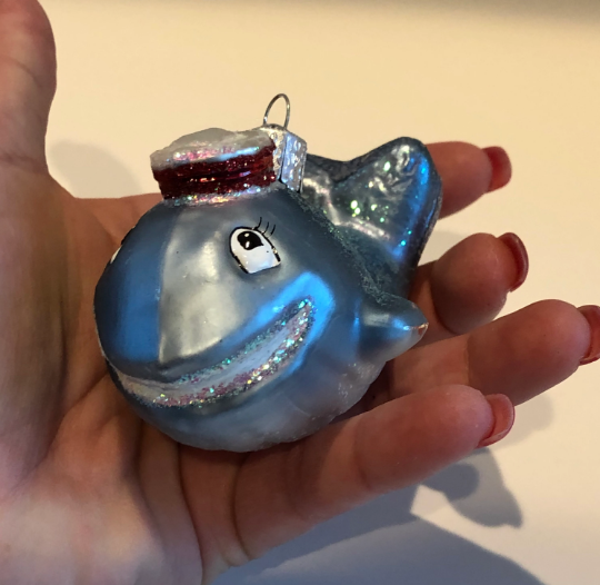 Wally The Whale with Sailor Cap Retired Old World Christmas Ornament