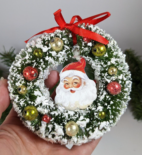 Bottle Brush Wreath Christmas Ornaments