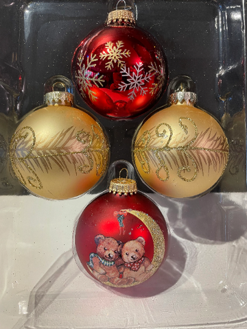 Vintage Krebs Red and Gold Christmas Ornaments