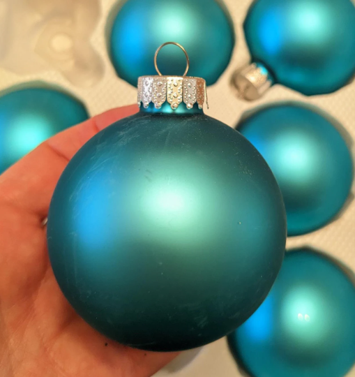 Vintage Turquoise Glass Christmas Ornaments