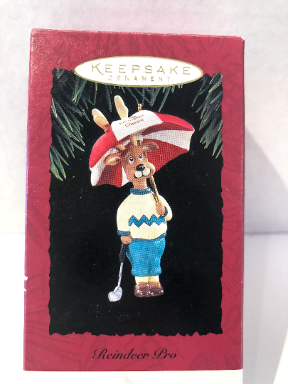 Vintage 1994 Hallmark Reindeer Pro Golf Christmas Ornament