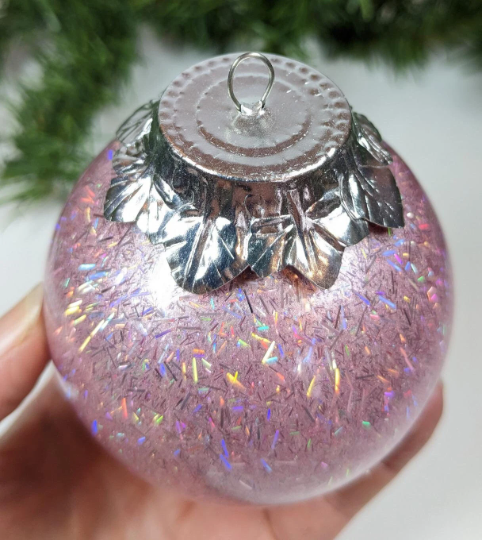 Pink Sparkle Christmas Ornaments