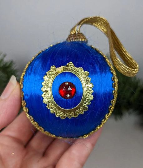 Vintage Handmade Blue Christmas Ornament