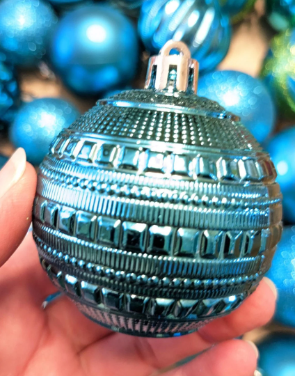 Vintage Shatterproof Turquoise Christmas Ornaments