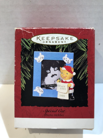 Vintage 1995 Hallmark Special Cat Photo Frame Christmas Ornament