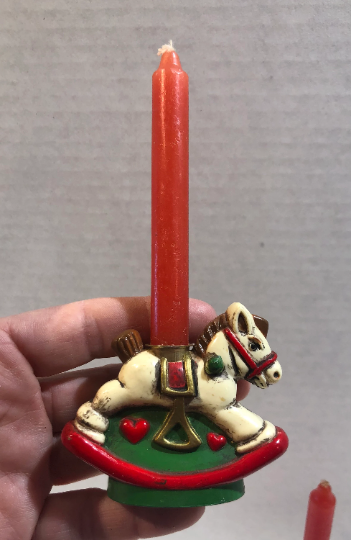 Vintage Rocking Horse Christmas Candle Holders