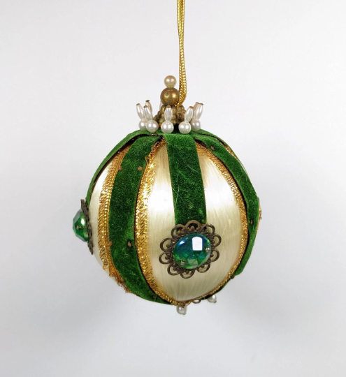 Vintage Beaded Pushpin Christmas Ornament