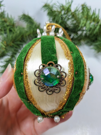 Vintage Beaded Pushpin Christmas Ornament