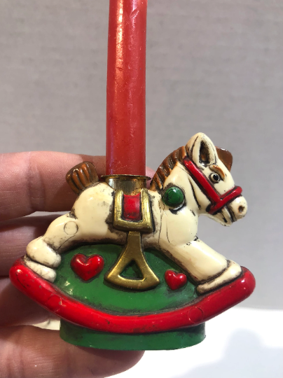 Vintage Rocking Horse Christmas Candle Holders