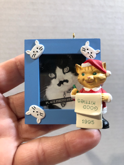 Vintage 1995 Hallmark Special Cat Photo Frame Christmas Ornament