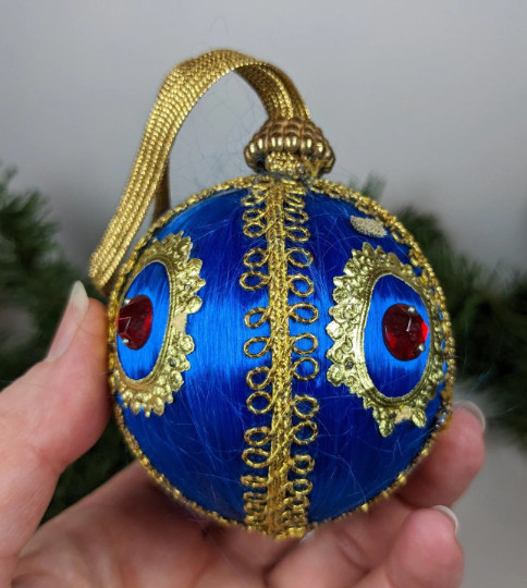 Vintage Handmade Blue Christmas Ornament