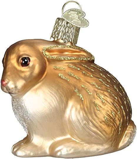 Tan Cottontail Bunny Ornament Old World Christmas Glass ornament