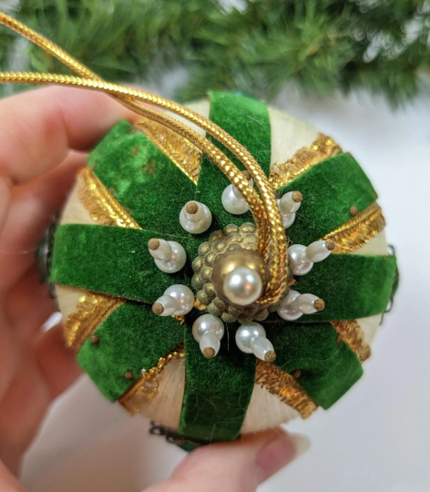 Vintage Beaded Pushpin Christmas Ornament